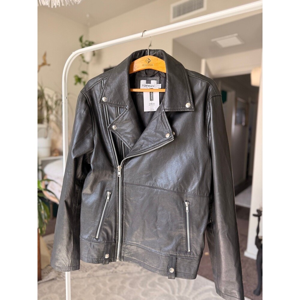 Topman 100% real leather jacket NWT